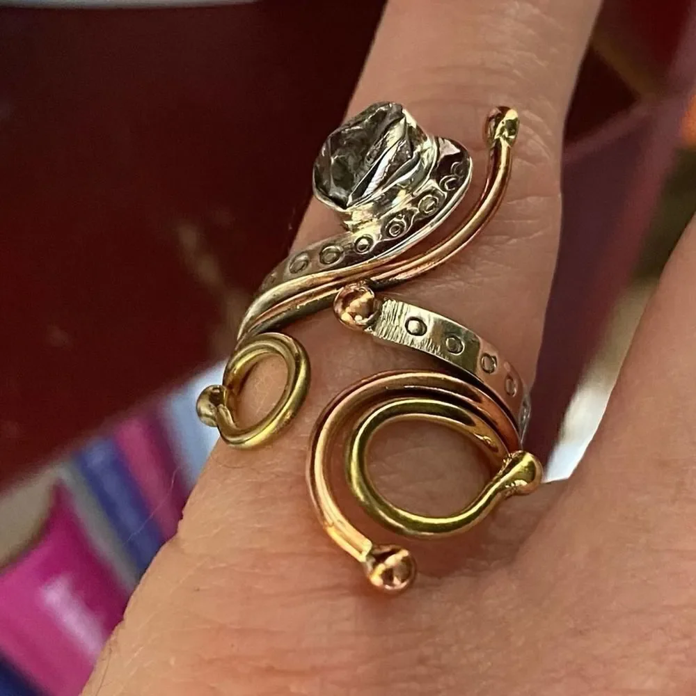 Meteorite Campo Del Cielo Two Toned Art Deco Ring